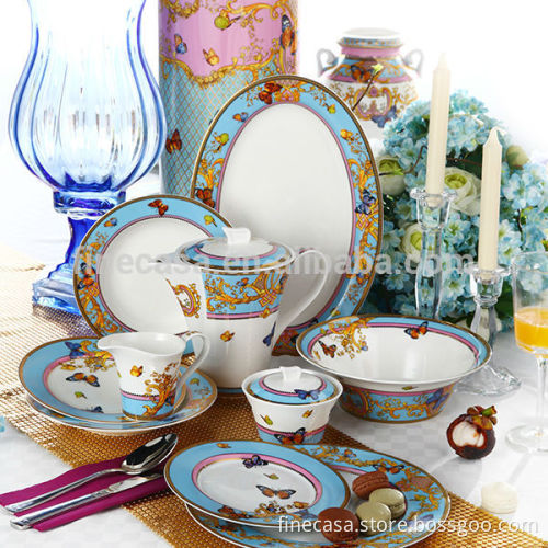 10.5 Inches Fine Bone China Luxury White Embossed Dinner Plate of Song of Joy